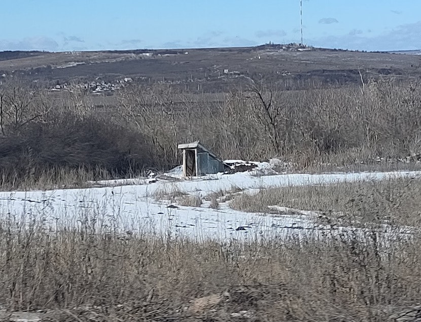 caption: A fortification between Bakhmut and Kramatorsk. According to Tagliani, there are thousands of similar fortifications that are manned and supplied.