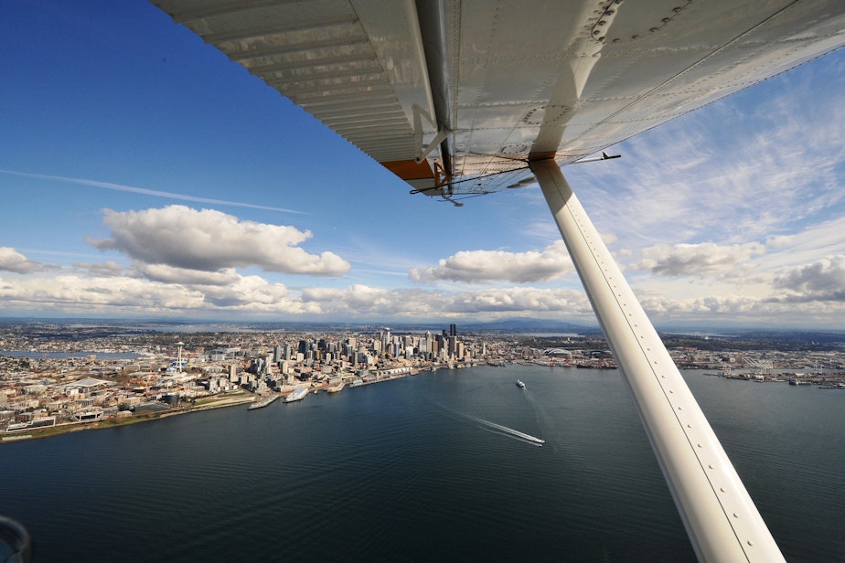 caption: Puget Sound water quality is monitored from the air by the Washington State Department of Ecology.