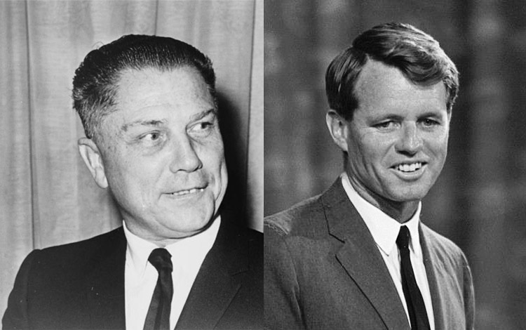 caption: Jimmy Hoff and Robert 'Bobby' Kennedy.