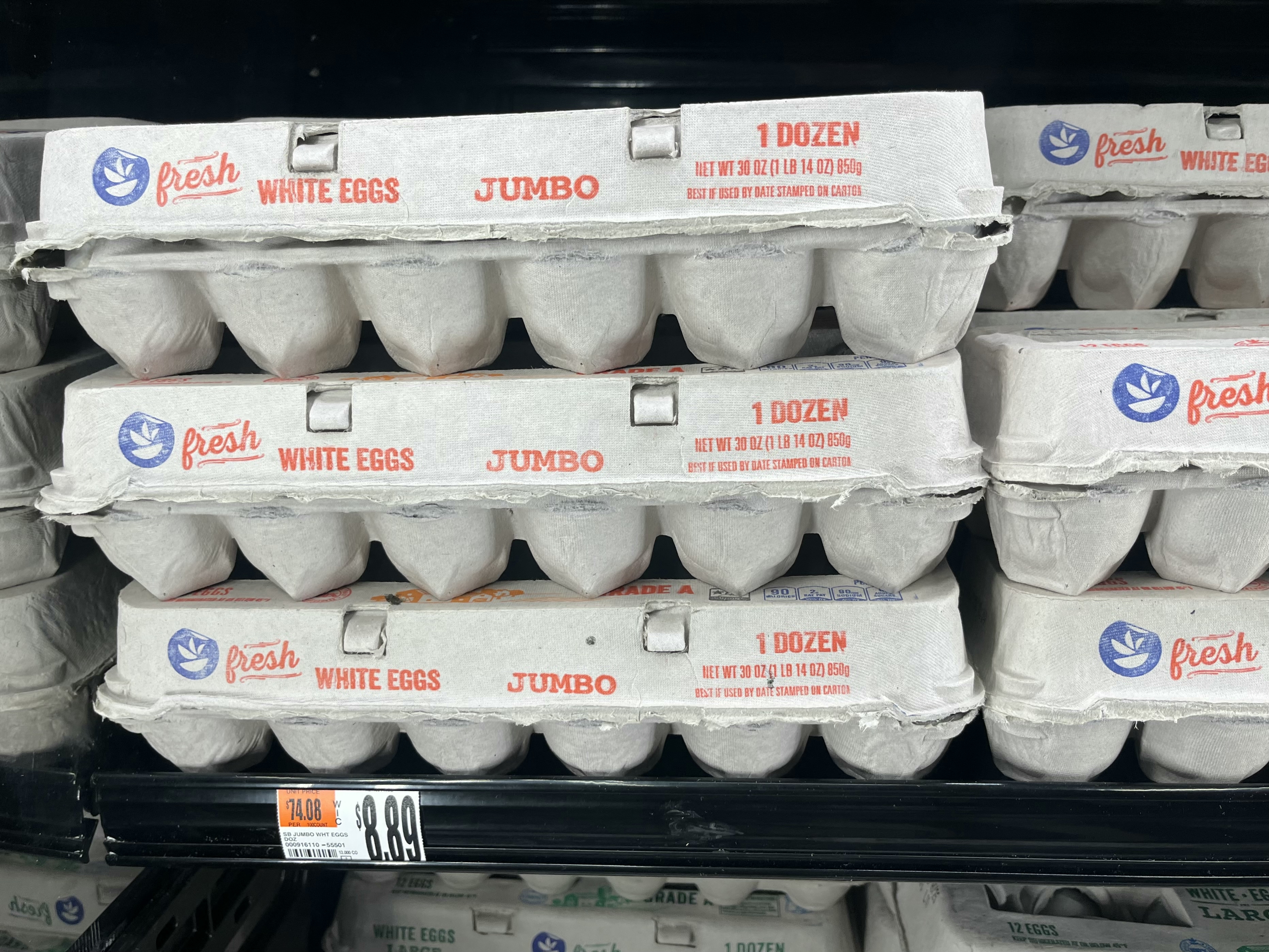 caption: Egg prices jumped more than 15% in January after farmers had to cull millions of laying hens due to avian flu. The rise in grocery prices kept overall inflation elevated.