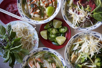 caption: All of these tasty pho dishes were prepared at Pho Bac in Seattle. Tap to see more deliciousness up close.