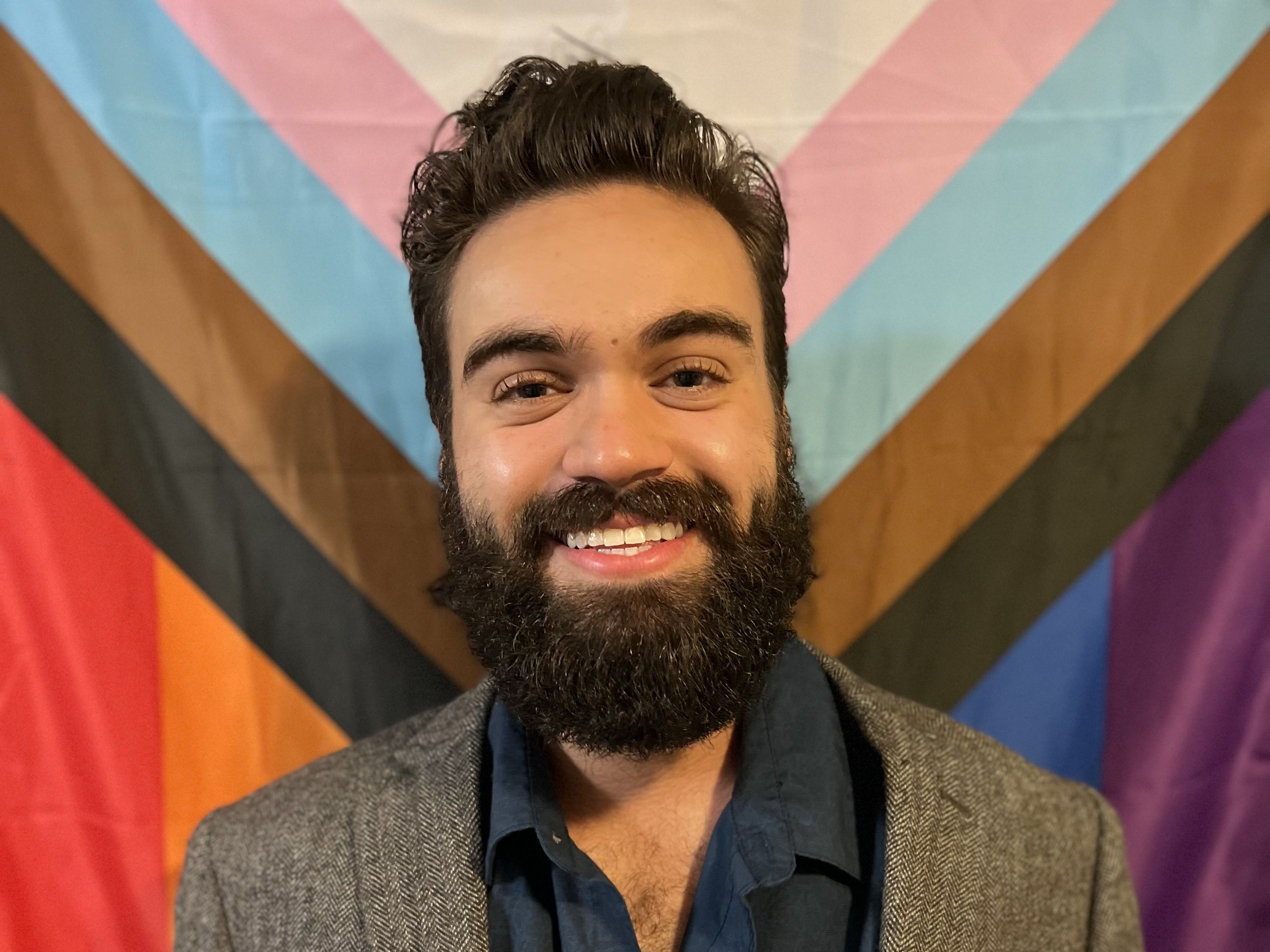 caption: Kaleb Hobson-Garcia says there needs to be a record of people fighting for trans rights.