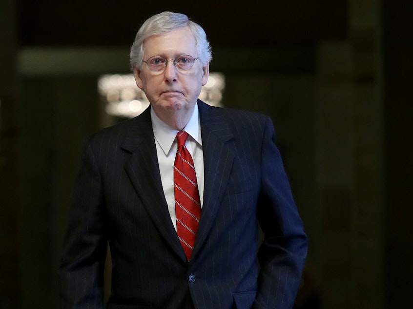 caption: Senate Majority Leader Mitch McConnell, R-Ky., is resisting calls for the Senate to return from August recess to take up gun reform measures after deadly mass shootings in El Paso, Texas, and Dayton, Ohio, last weekend.