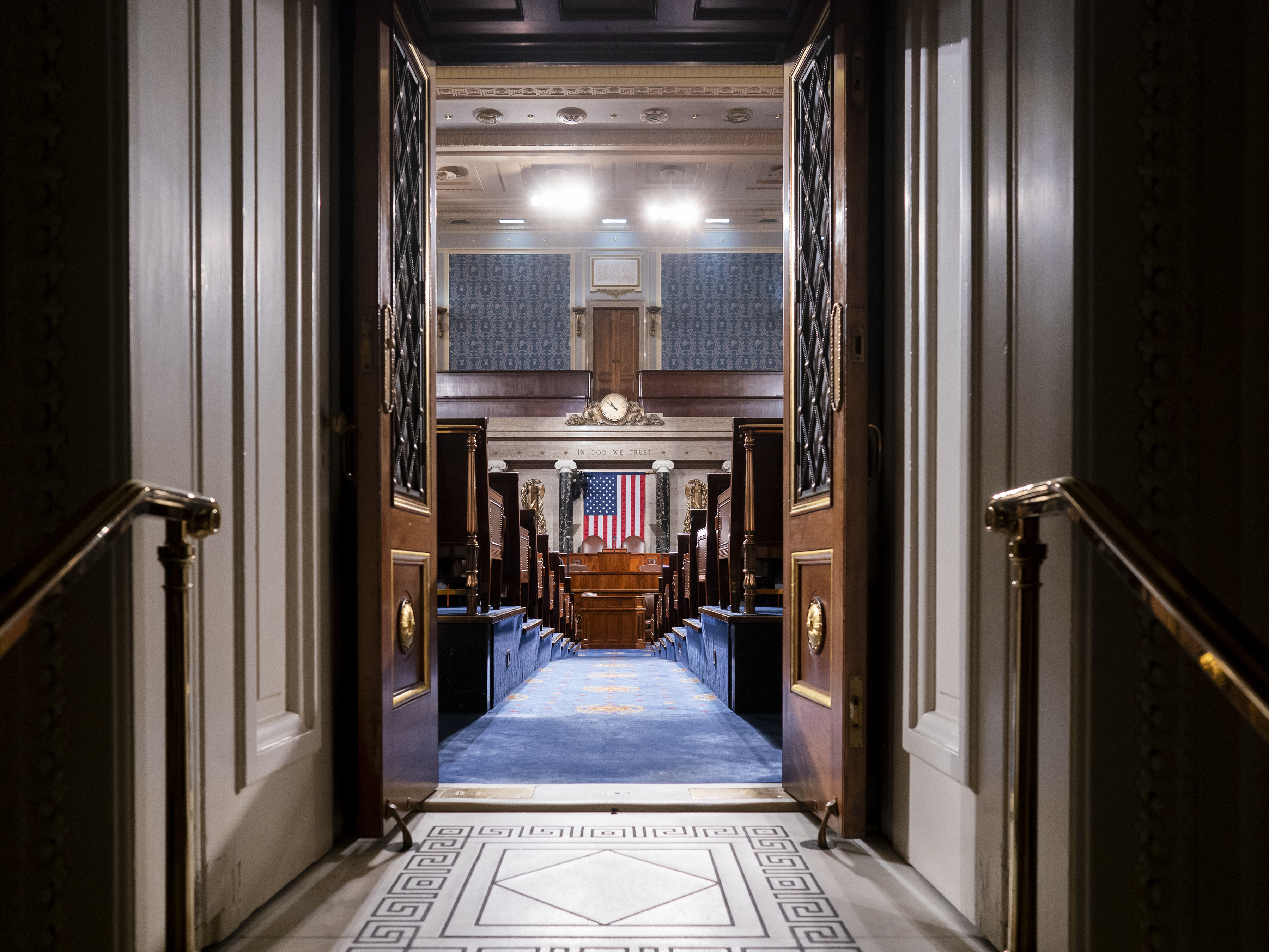 caption: The chamber of the House of Representatives is seen at the Capitol in Washington. Leaders are discussing next steps for how to conduct business like voting and committee hearings during the coronavirus pandemic.