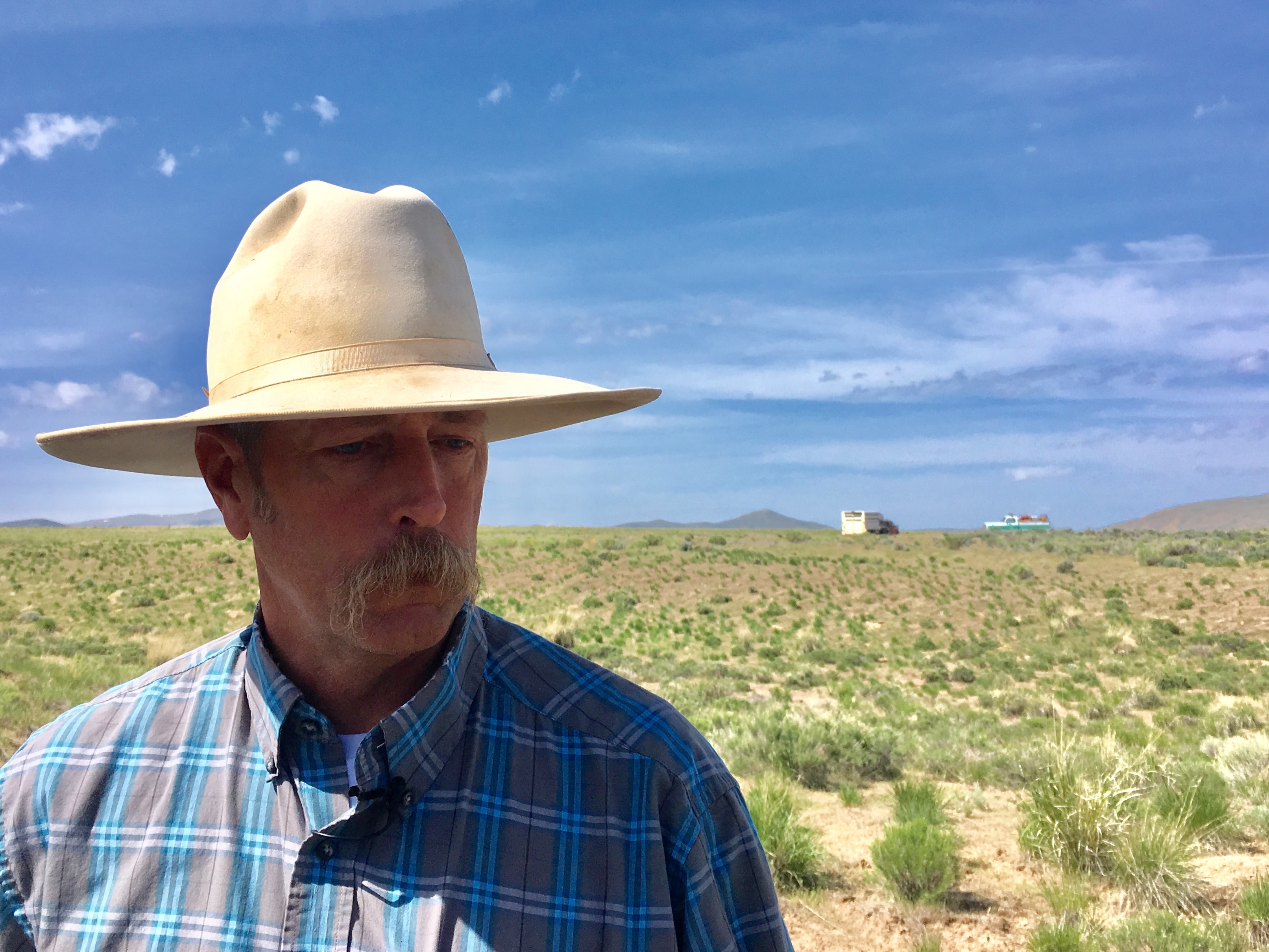 caption: Jon Griggs has been ranching in northern Nevada for more than 30 years. Fires have always been a part of this landscape, he says, but in the past 20 years he's seen a significant increase.
