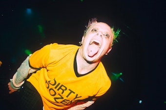 caption: Keith Flint, performing in London in 1996. The singer and dancer died in early March, 2019.