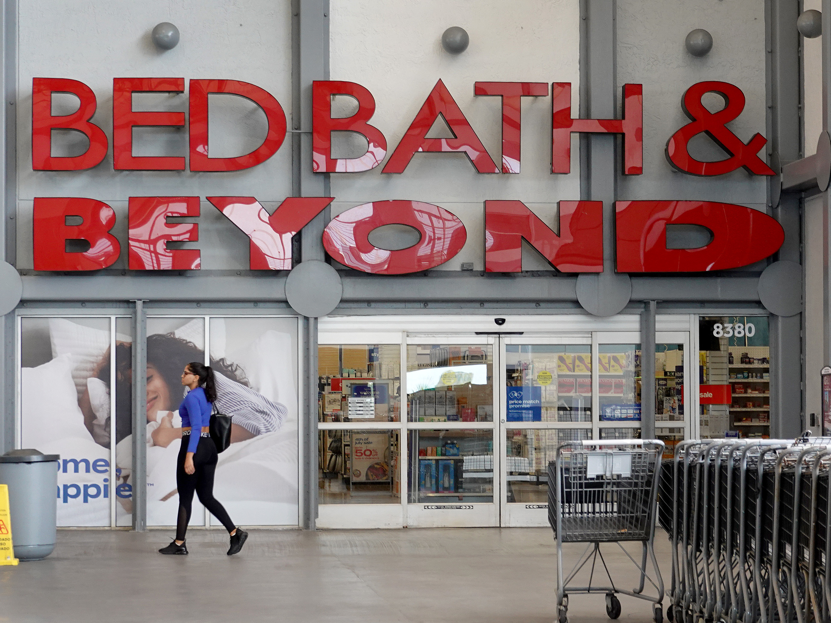 caption: A Bed Bath & Beyond store is seen on June 29 in Miami, Fla.
