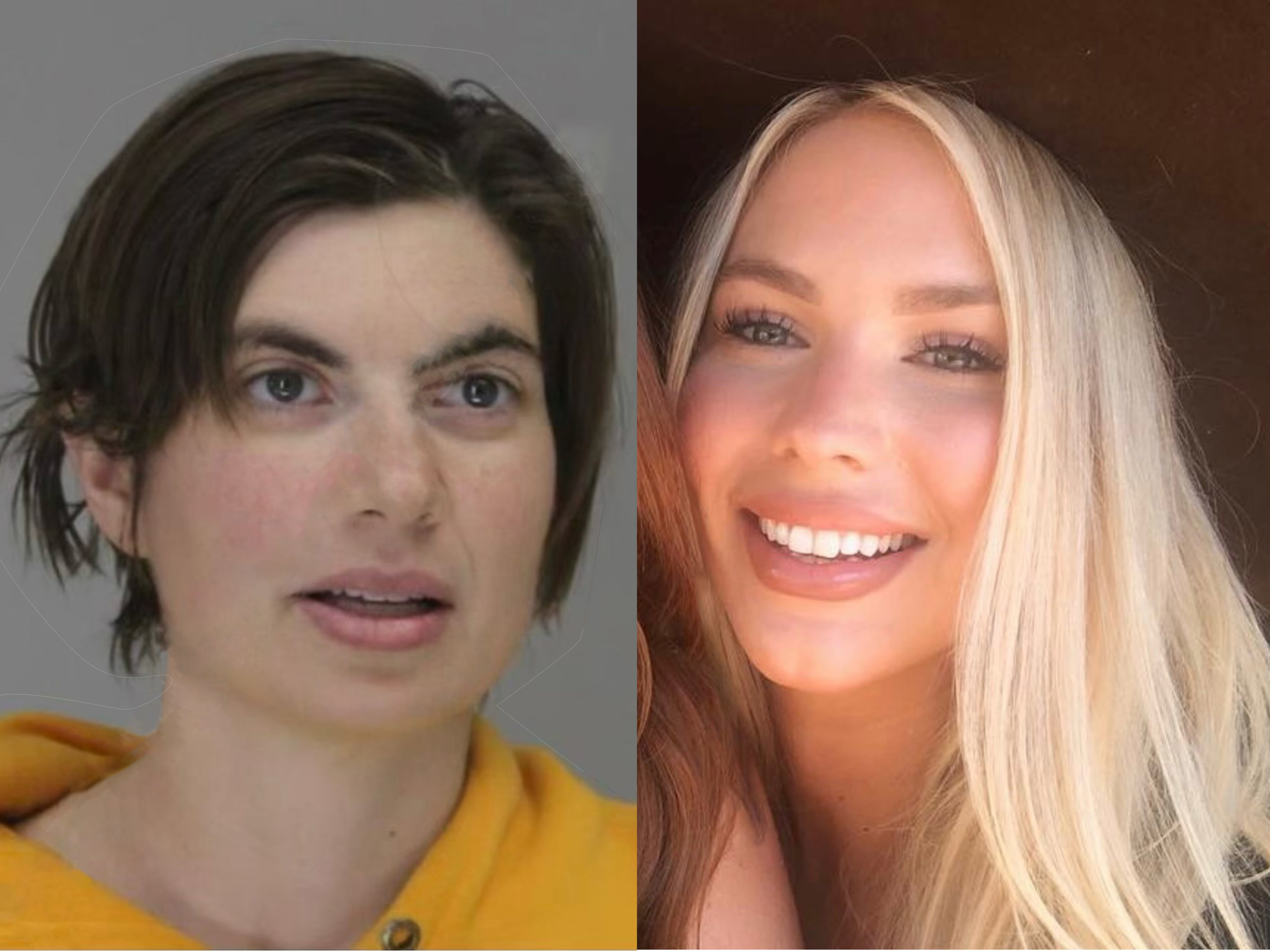 caption: A side-by-side comparison of the Bethany Farber, left, who had an arrest warrant issued in Texas, and Bethany K. Farber, the 30-year-old California woman who says she was mistakenly jailed for 13 days last year.