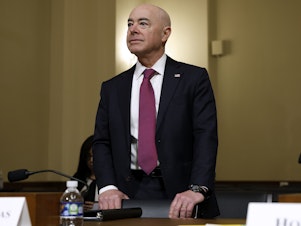 caption: Homeland Security Secretary Alejandro Mayorkas is being singled out by House Republicans for the crisis at the southwest border, even as he works with Senate negotiators on a plan to change administration policy.