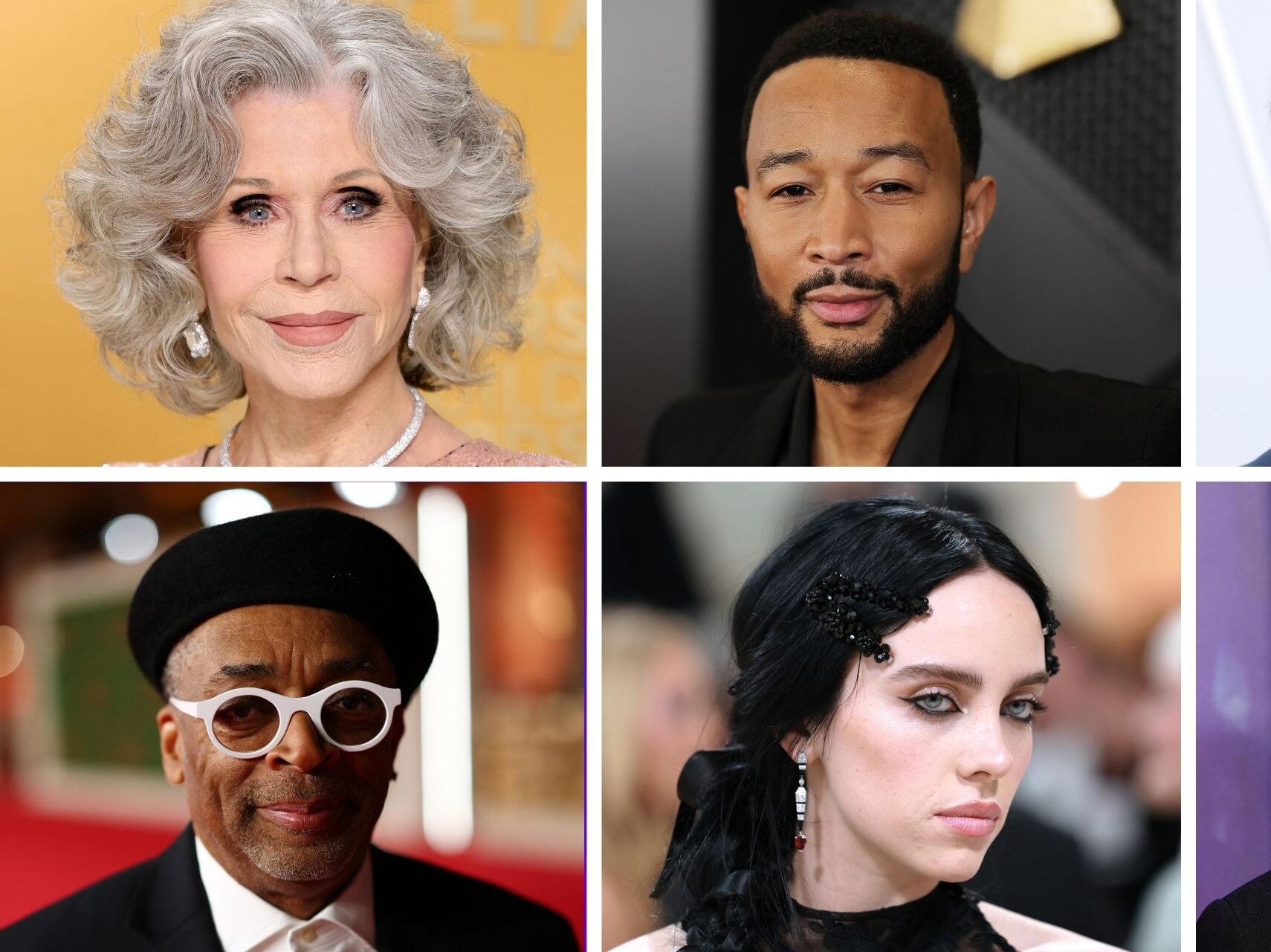 caption: Clockwise from top left: Jane Fonda, John Legend, Ben Stiller, Whoopi Goldberg, Billie Eilish, and Spike Lee. Led by Fonda, hundreds of celebrities have signed on to a letter in defense of free speech and free expression, re-launching a McCarthy-era committee.