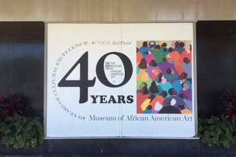 caption: The African American Art Museum in Los Angeles is a "micro museum" tucked away on the third floor of a Macy's in the city's Crenshaw district. The museum has been closed since March 2020.