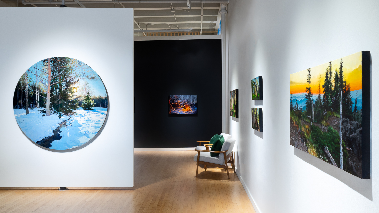 caption: Artist Chris Sheridan's work is displayed in J. Rinehart Gallery in Seattle.