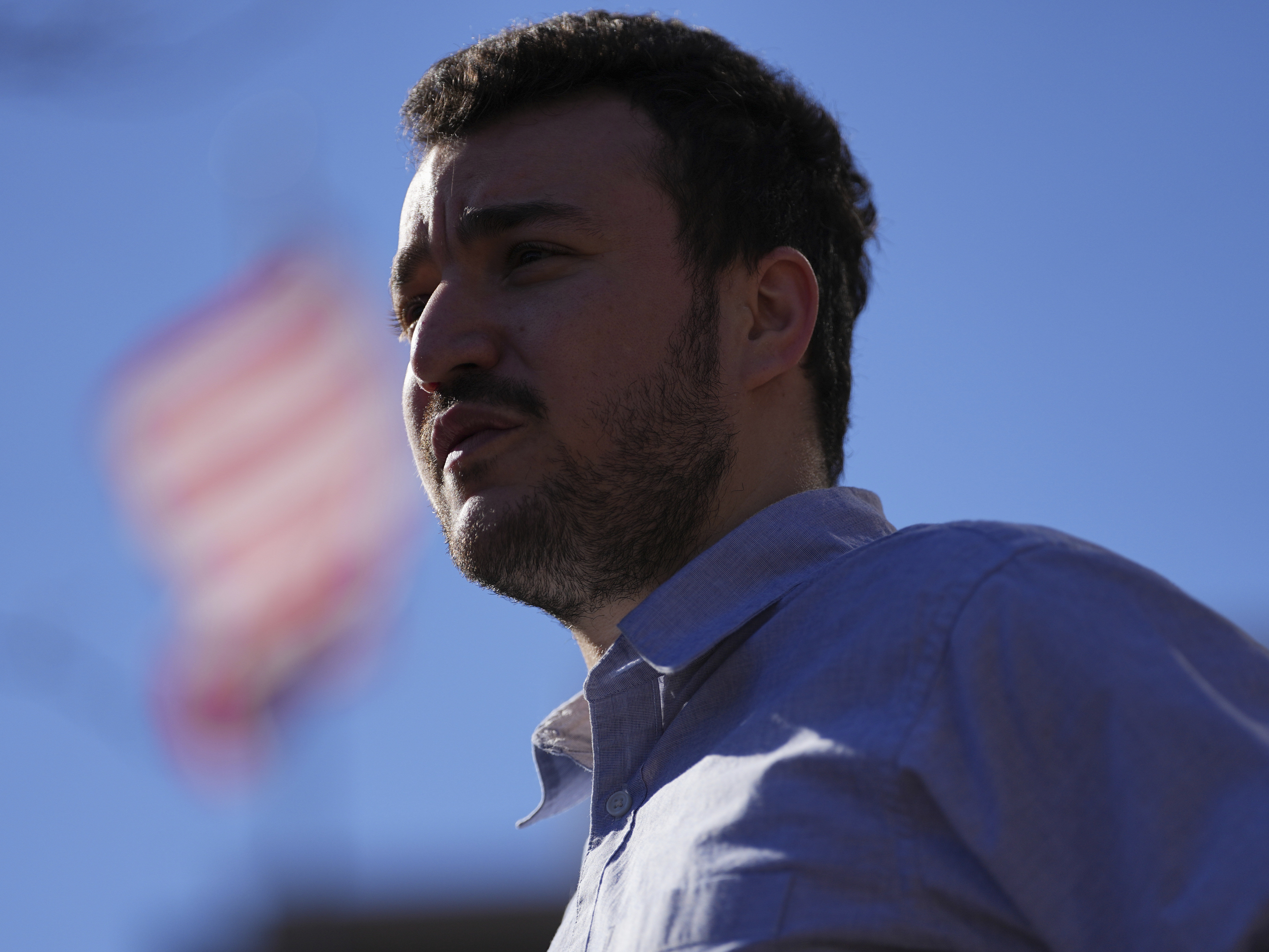 caption: FILE - Palestinian activist Mahmoud Khalil holds a news conference outside Federal Court, Oct. 21, 2025, in Philadelphia.