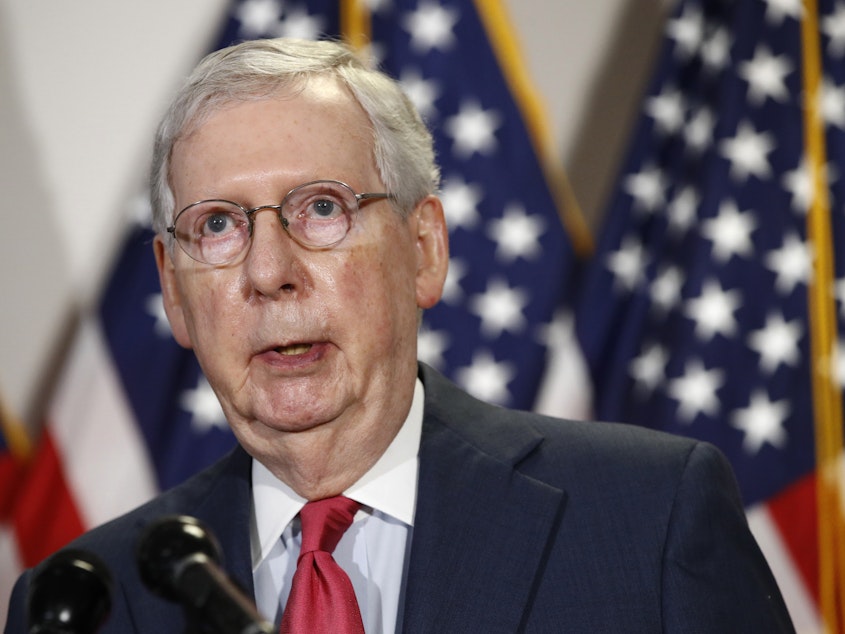 caption: Senate Majority Leader Mitch McConnell says he does not supporting extending additional unemployment benefits that run out at the end of July.