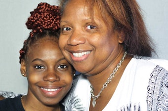 caption: When Jade Rone, left, was first taken into Stacia Parker's care, she kept her feelings to herself. At their StoryCorps interview in Philadelphia in June 2019, Parker told her, "I was trying to develop your voice."