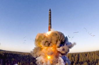 caption: A 2020 test of a ground-based intercontinental ballistic missile from the Plesetsk facility in northwestern Russia. Russia has the world's largest nuclear arsenal.