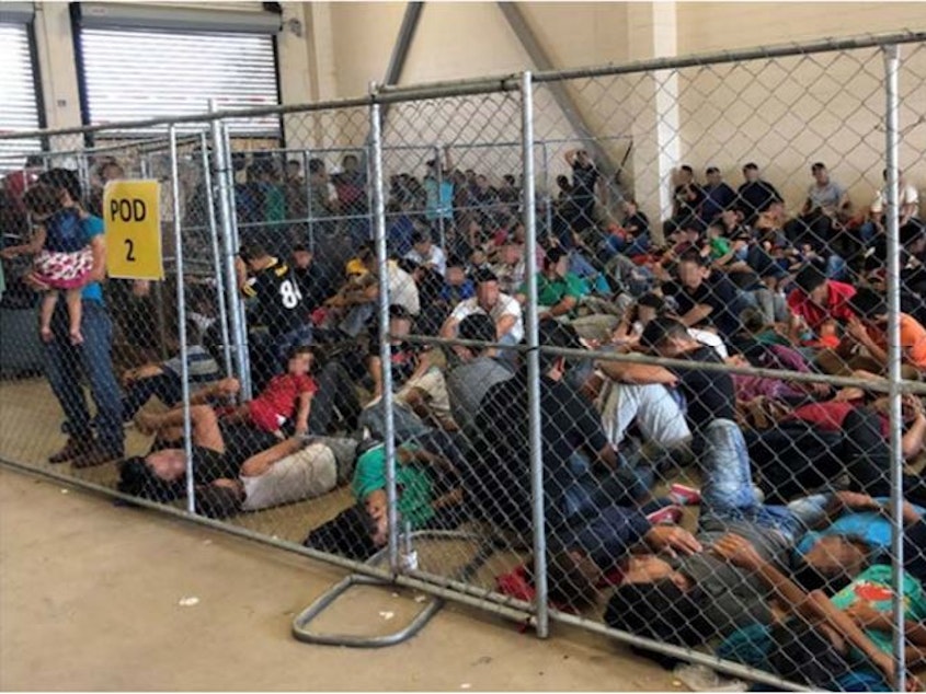 caption: The Inspector General at the Department of Homeland Security observed overcrowding of families on June 10 at a detention center in McAllen, Texas. The OIG issued a blistering report raising concerns that overcrowding and prolonged detention represent an immediate risk to DHS agents and detainees.