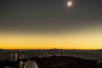 caption: July 2's total solar eclipse as seen from La Silla Observatory in Chile.