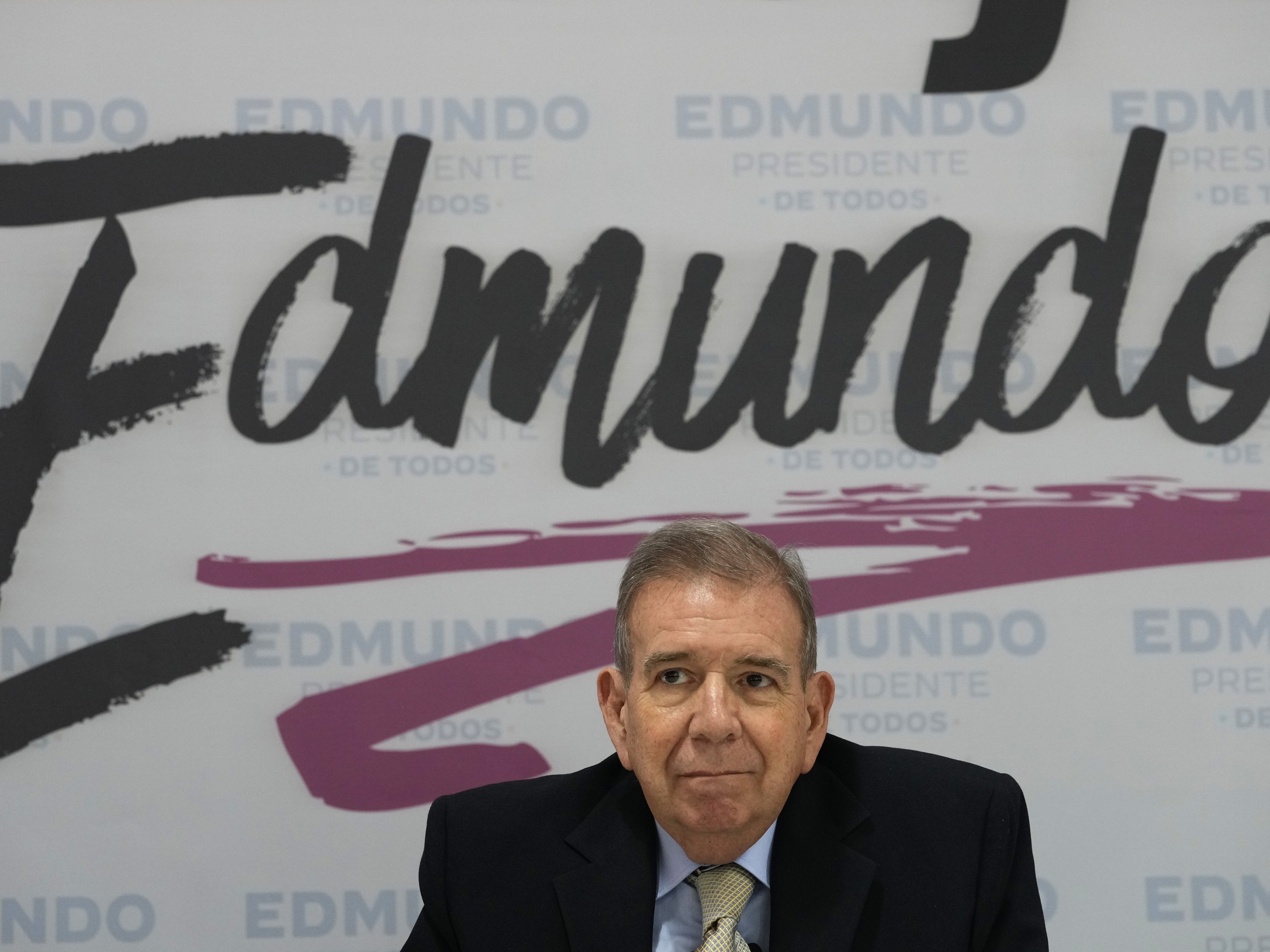 caption: Venezuelan opposition presidential candidate Edmundo González attends a meeting with women from different sectors of society, in Caracas, Venezuela, Tuesday, June 11, 2024.