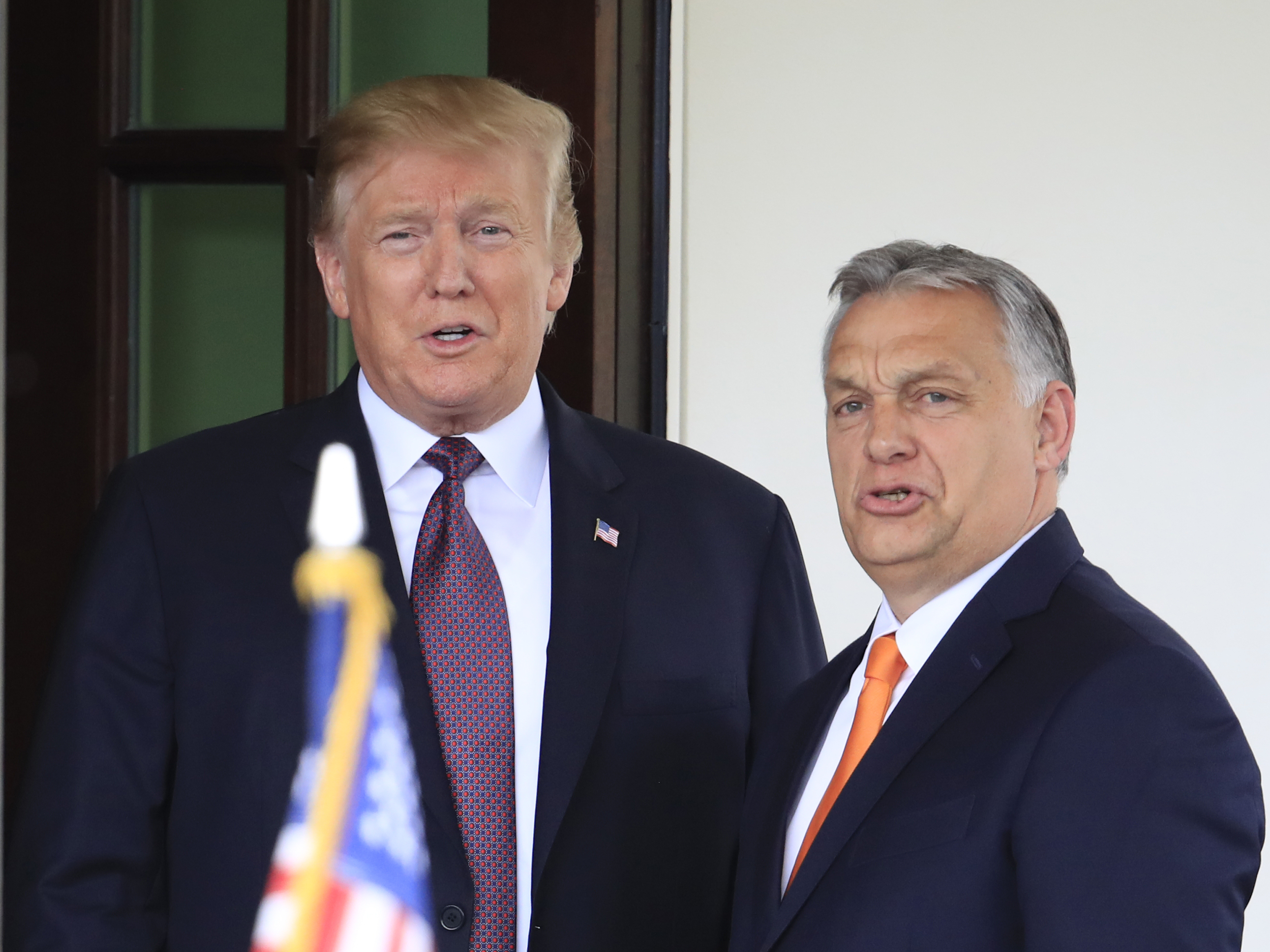caption: President Trump welcomes Hungarian Prime Minister Viktor Orban to the White House in May 2019.