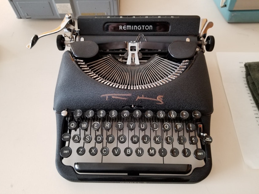 caption: A typewriter signed by actor Tom Hanks was unexpectedly sent to Bremerton Office Machine Company in June 2023. 