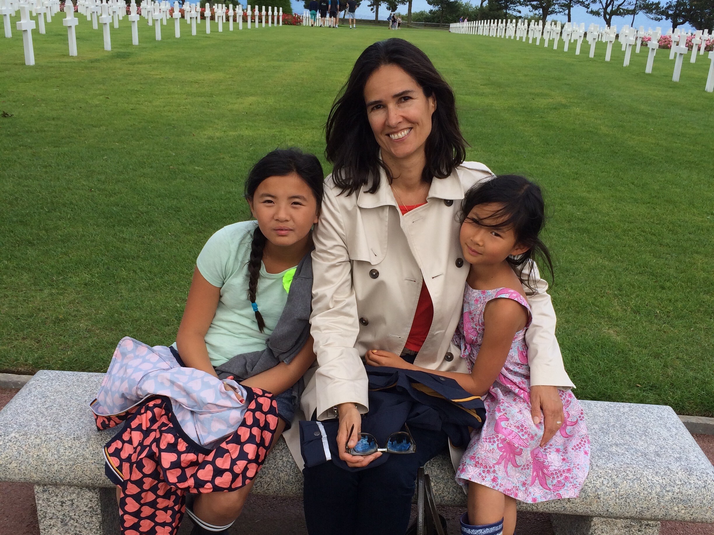 caption:  Scott Simon's family at the Normandy cemetery.