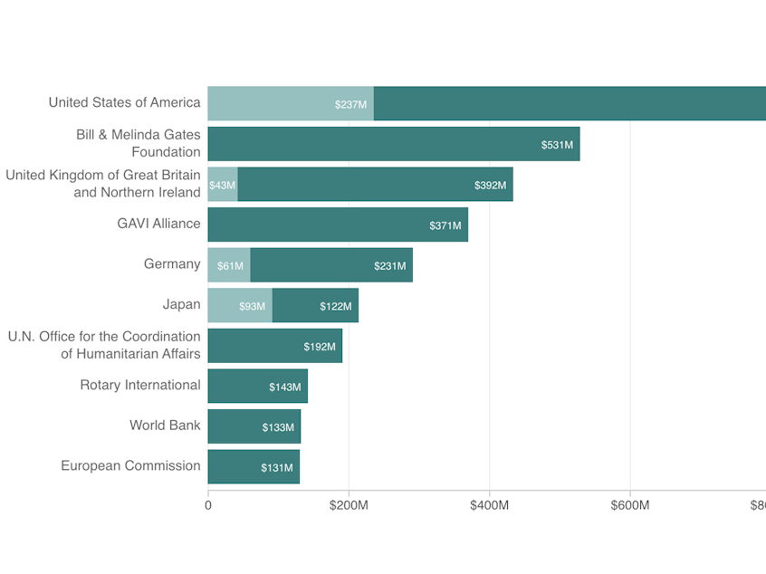 Chart showing top 10 contributors to WHO