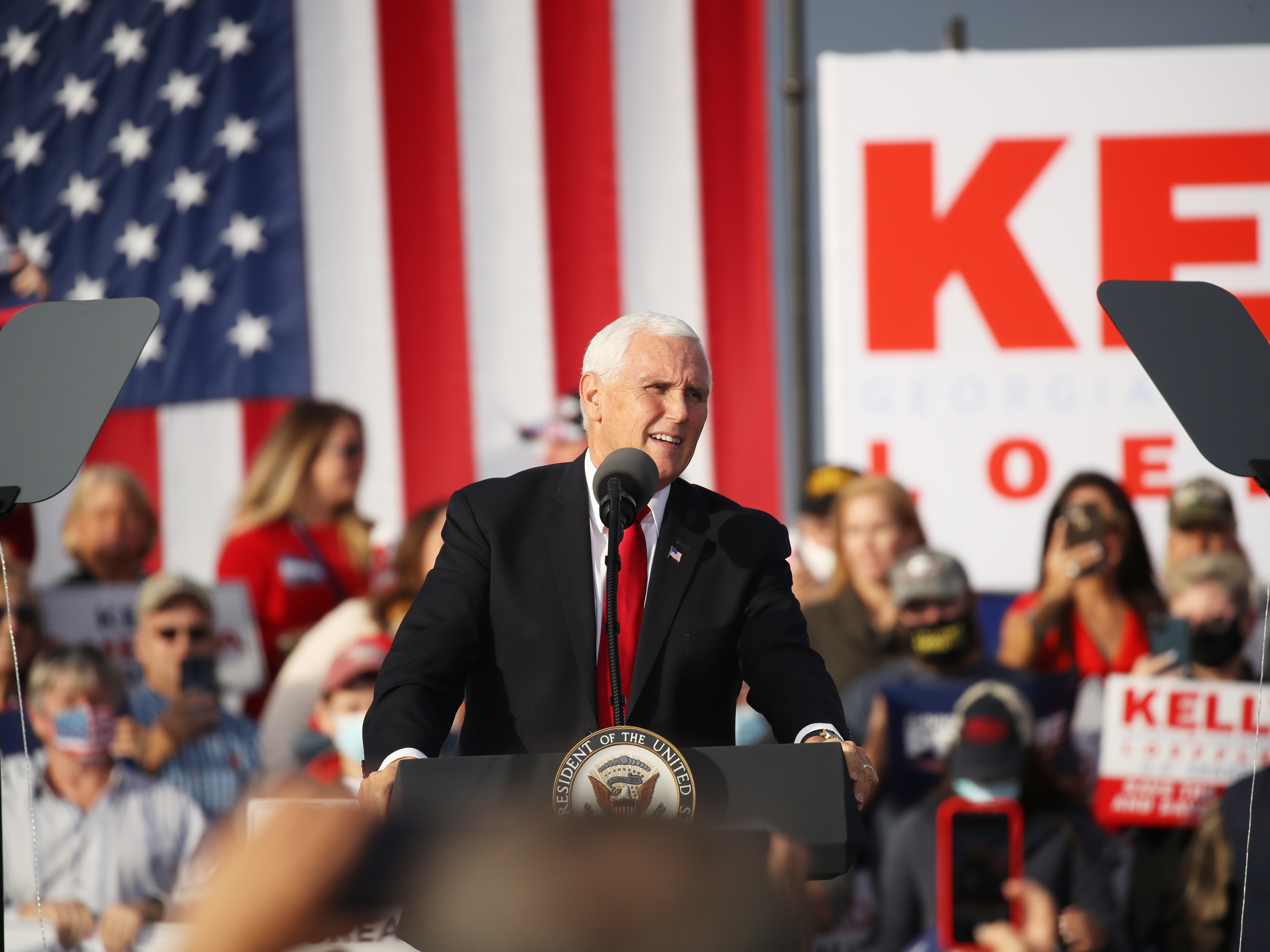 caption: Vice President Pence attends a rally in support of Sen. David Perdue, R-Ga., and Sen. Kelly Loeffler, R-Ga., on Dec. 04, 2020.