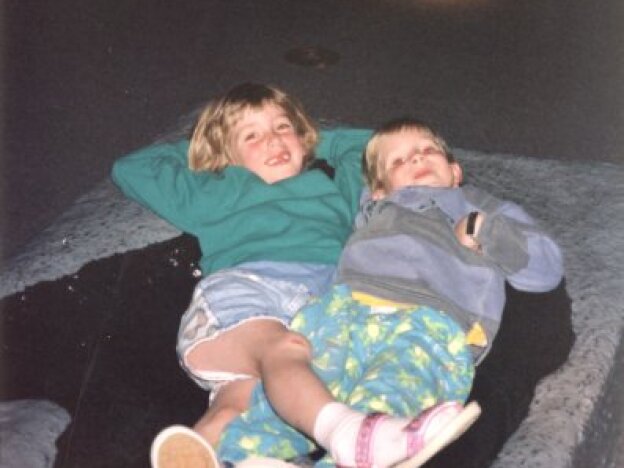 caption: Cara Beth Rogers (left) and her brother Luke when they were kids.