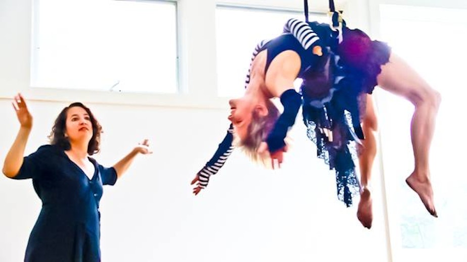 caption: Members of Vashon Island's 50 Sense Circus rehearse for a performance.