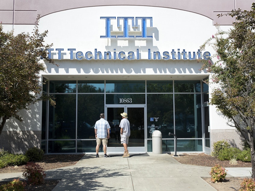 caption: An ITT Technical Institute campus in Rancho Cordova, Calif., is seen on Sept. 6, 2016. Students who used federal loans to attend ITT Tech as far back as 2005 will automatically get that debt canceled.