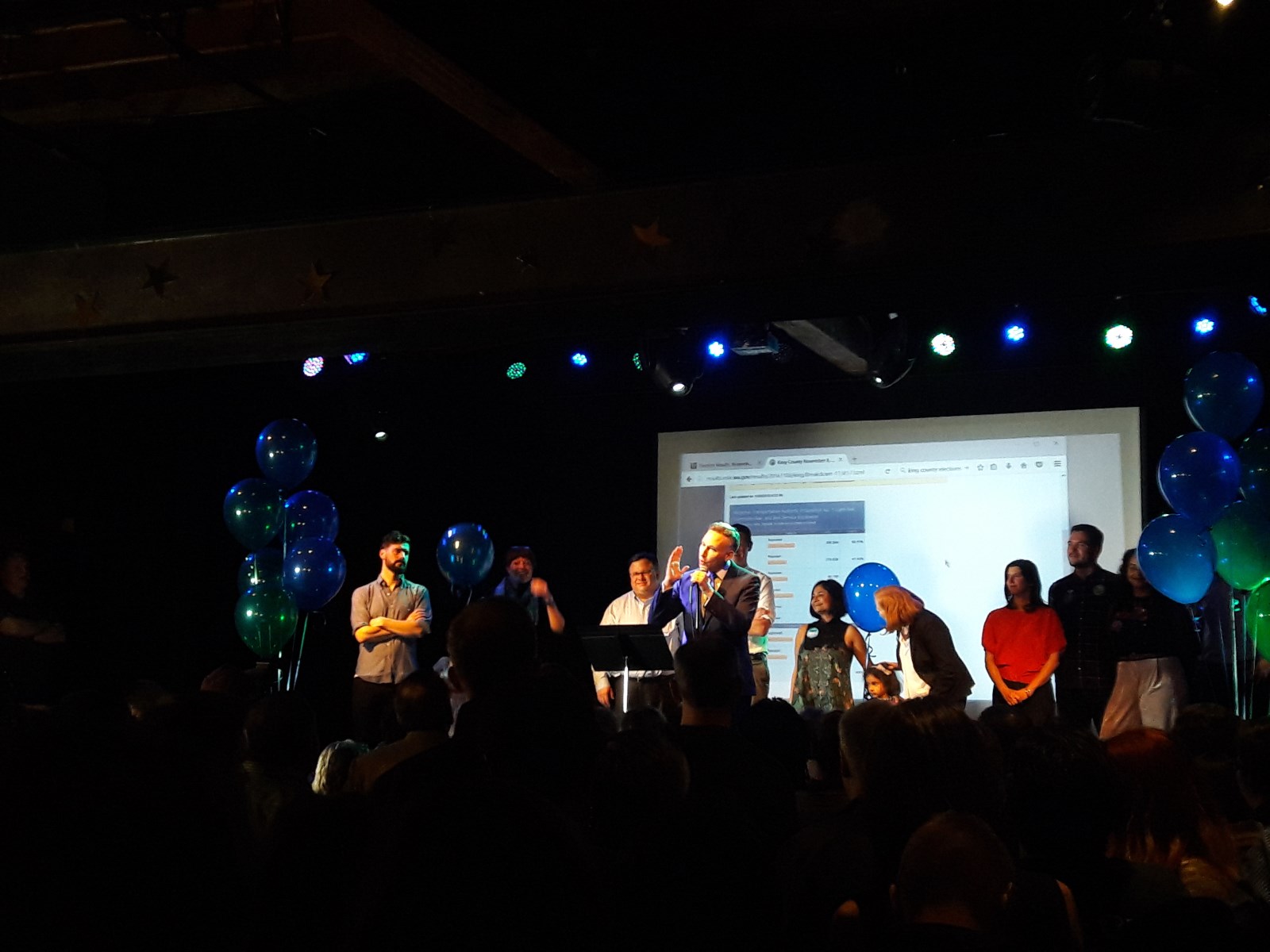 caption: King County Executive Dow Constantine and others tried to spin Sound Transit's win into a reason to stay optimistic as presidential politics and Pacific Northwest values seemed to go in opposite directions.