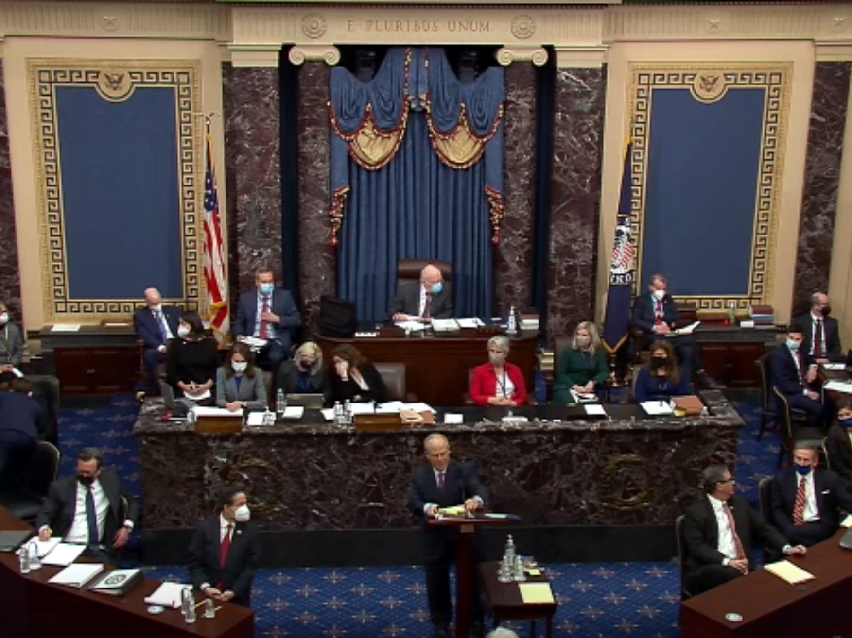 caption: The Senate voted Tuesday that the trial of former President Donald Trump is constitutional and that he can be subject to the Senate as a court of impeachment.