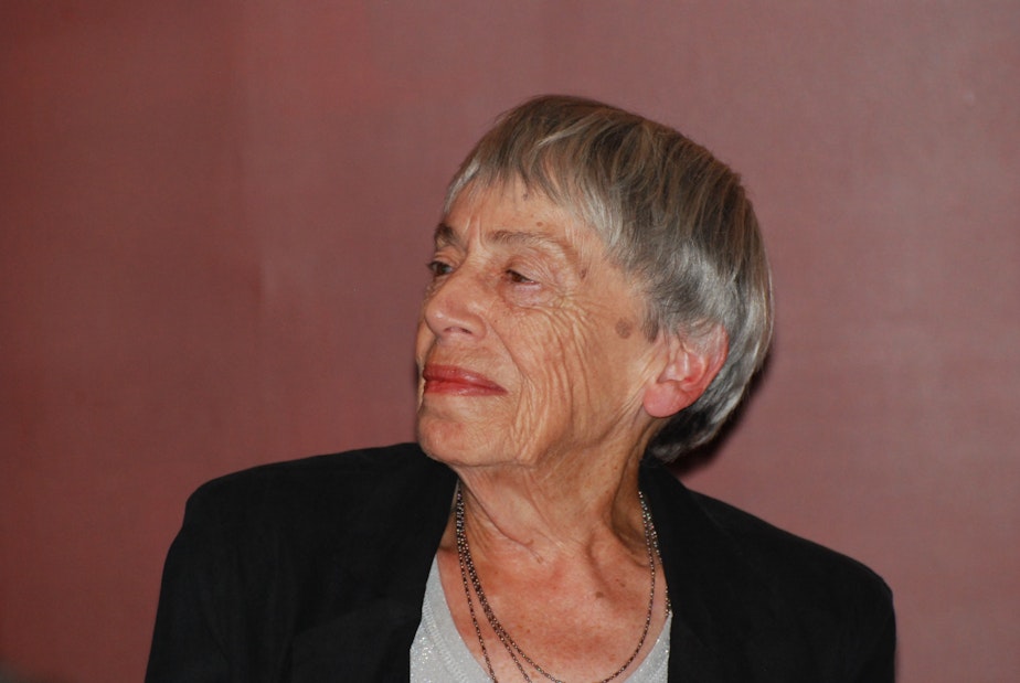 caption: The writer Ursula K. Le Guin in 2012.