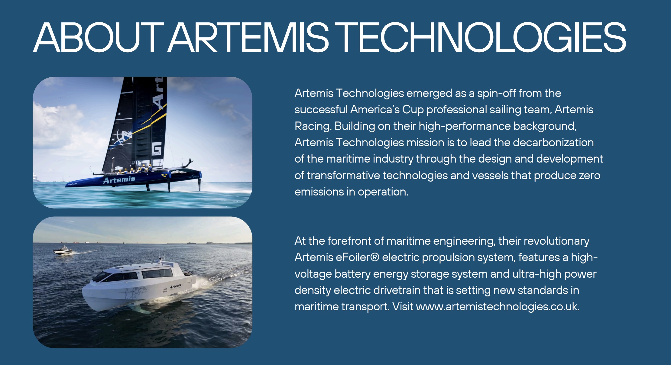 caption: Pierce County Economic Development officials proposed leasing all-electric fast foot ferries to take passengers between Tacoma and Seattle, starting in June 2026. The vessels were created by an Irish company called Artemis Technologies.