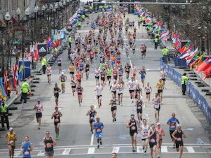 caption: Researchers studied the gut microbes of runners from the Boston Marathon, isolating one strain of bacteria that may boost athletic performance.