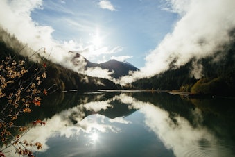 caption: A lake in the North Cascades National Park. Washington state's snowpack is about 70% of normal (depending on where you look) as of March 2024. With El Niño reportedly on the wane, and a potential La Niña later in the year, there is hope that the mountains will get more snowpack heading into 2025.  