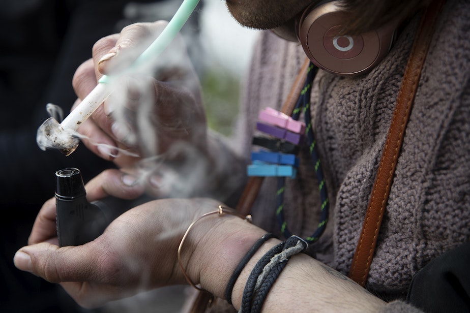 caption: Meth is smoked on Tuesday, March 25, 2025, in Seattle’s Little Saigon neighborhood.