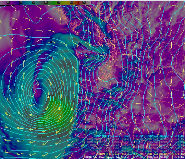 caption: The National Weather Service tweeted this, calling it the 1 p.m. low, just as rain started to pour.