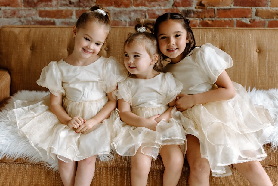 caption: Evelyn, Olivia and Paityn Decker.