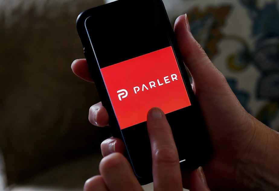caption: The messaging app Parler has been offline since Amazon set a deadline of 11:59 p.m. PST on Sunday and then suspended its account.