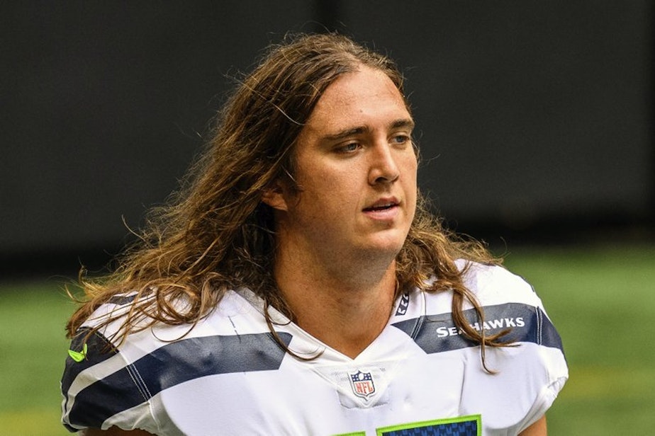 caption: Seattle Seahawks offensive tackle Chad Wheeler (75) is shown before an NFL football game against the Atlanta Falcons in Atlanta, in this Sunday, Sept. 13, 2020, file photo. The Seattle Seahawks said Wednesday, Jan. 27, 2021, that offensive lineman Chad Wheeler is no longer a member of the team following his arrest last weekend for investigation of domestic violence.