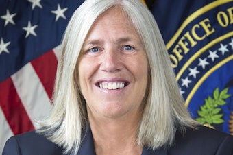 caption: Sue Gordon in 2017 as deputy national intelligence director.