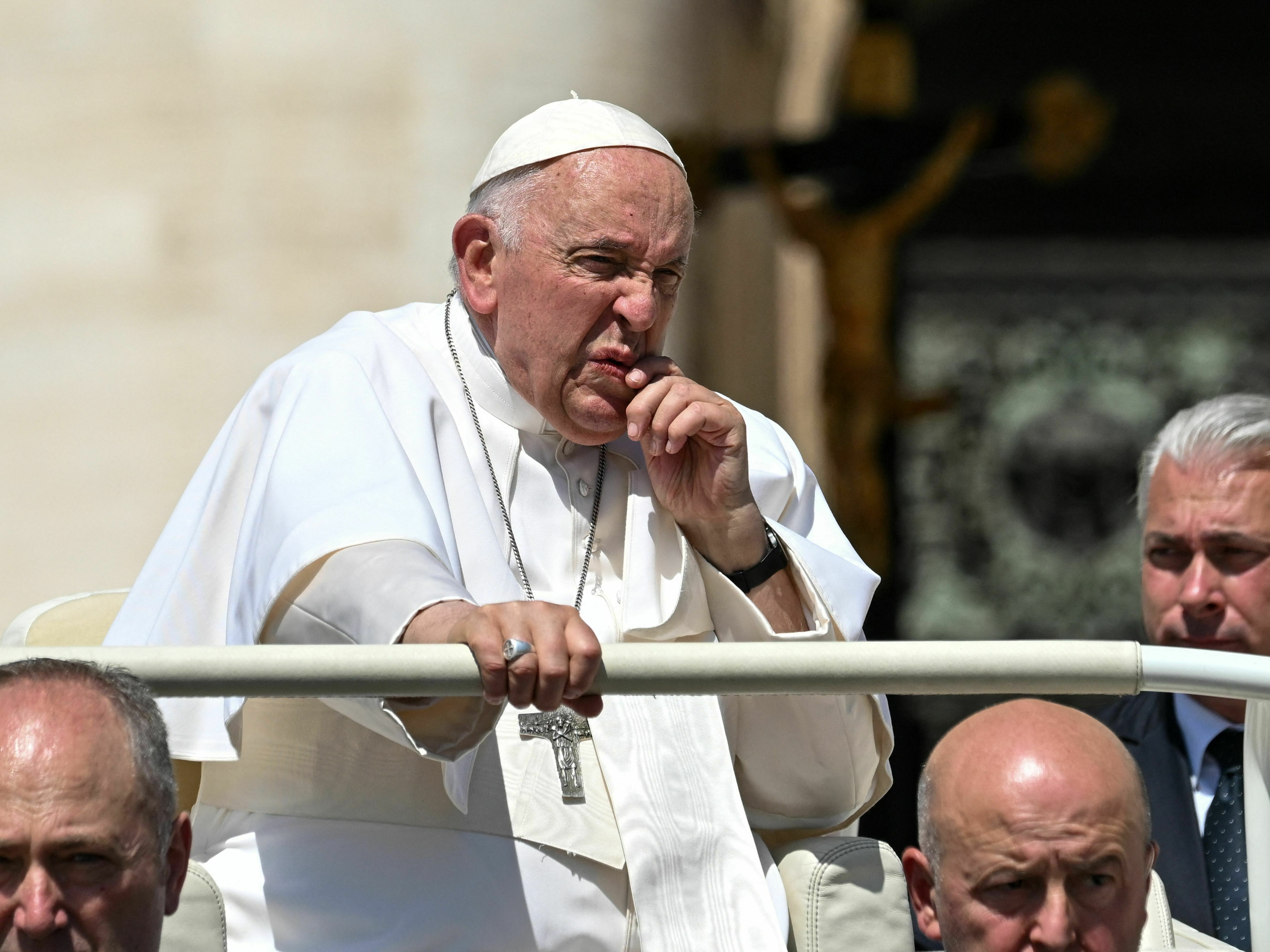 caption: Pope Francis went to a hospital in Rome Wednesday for abdominal surgery. He's seen here in the popemobile, leaving his general audience at St. Peter's Square in The Vatican before heading to the hospital.