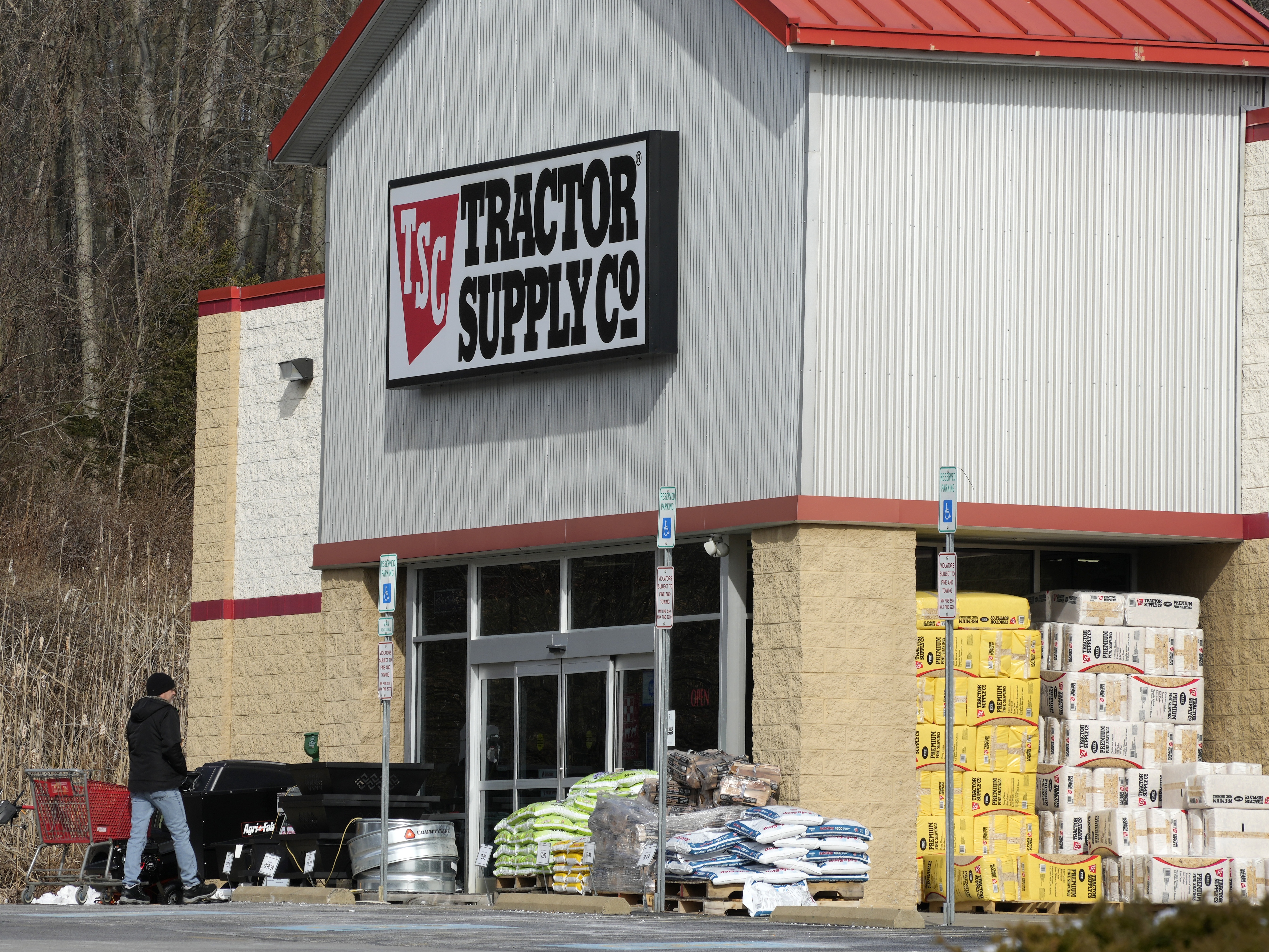 caption: A Tractor Supply Company store pictured in Pittsburgh in 2023. The chain announced a series of changes, including eliminating its DEI roles, in response to conservative backlash.