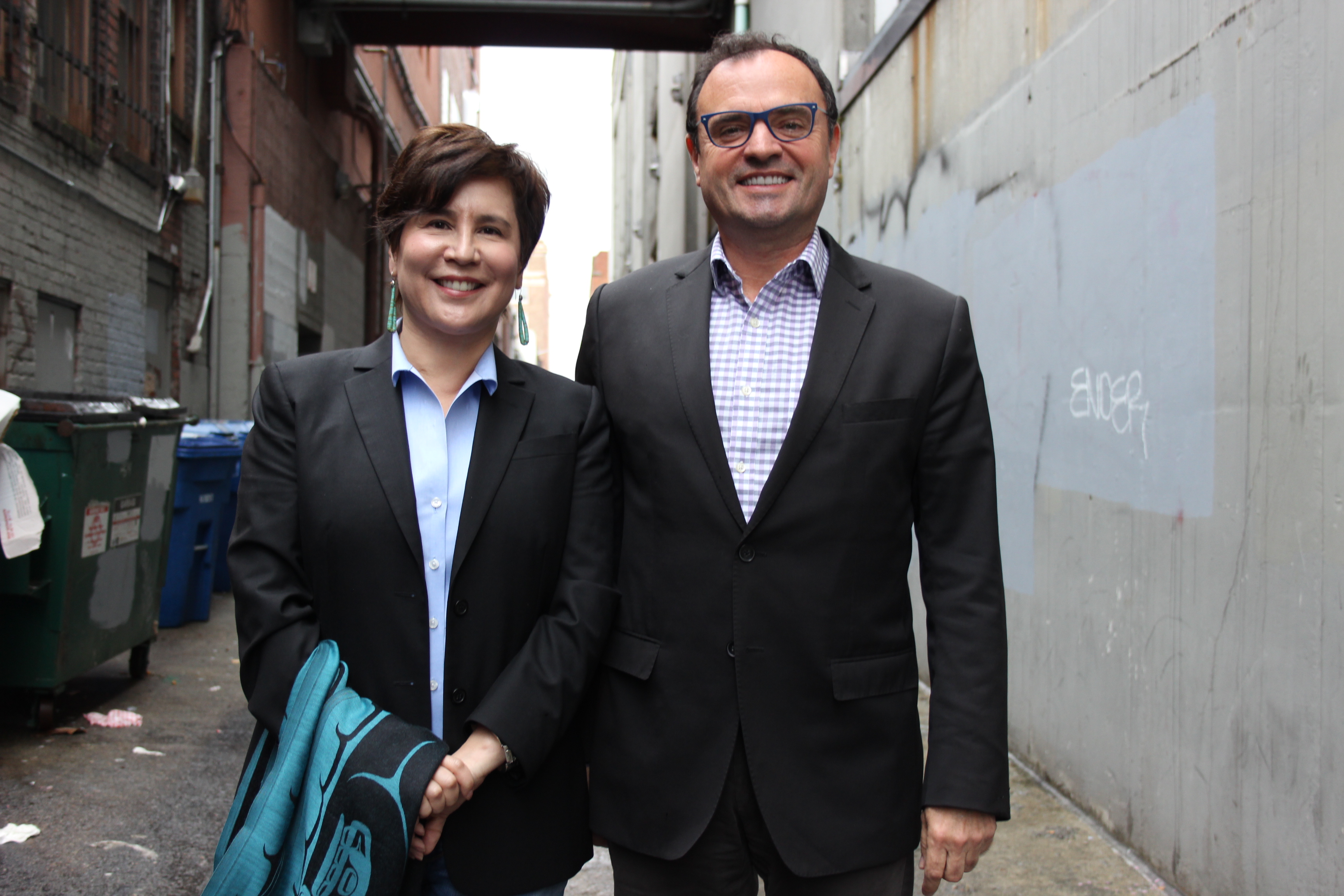 caption: Seattle City Council District 5 candidate Debora Juarez and Sandy Brown.