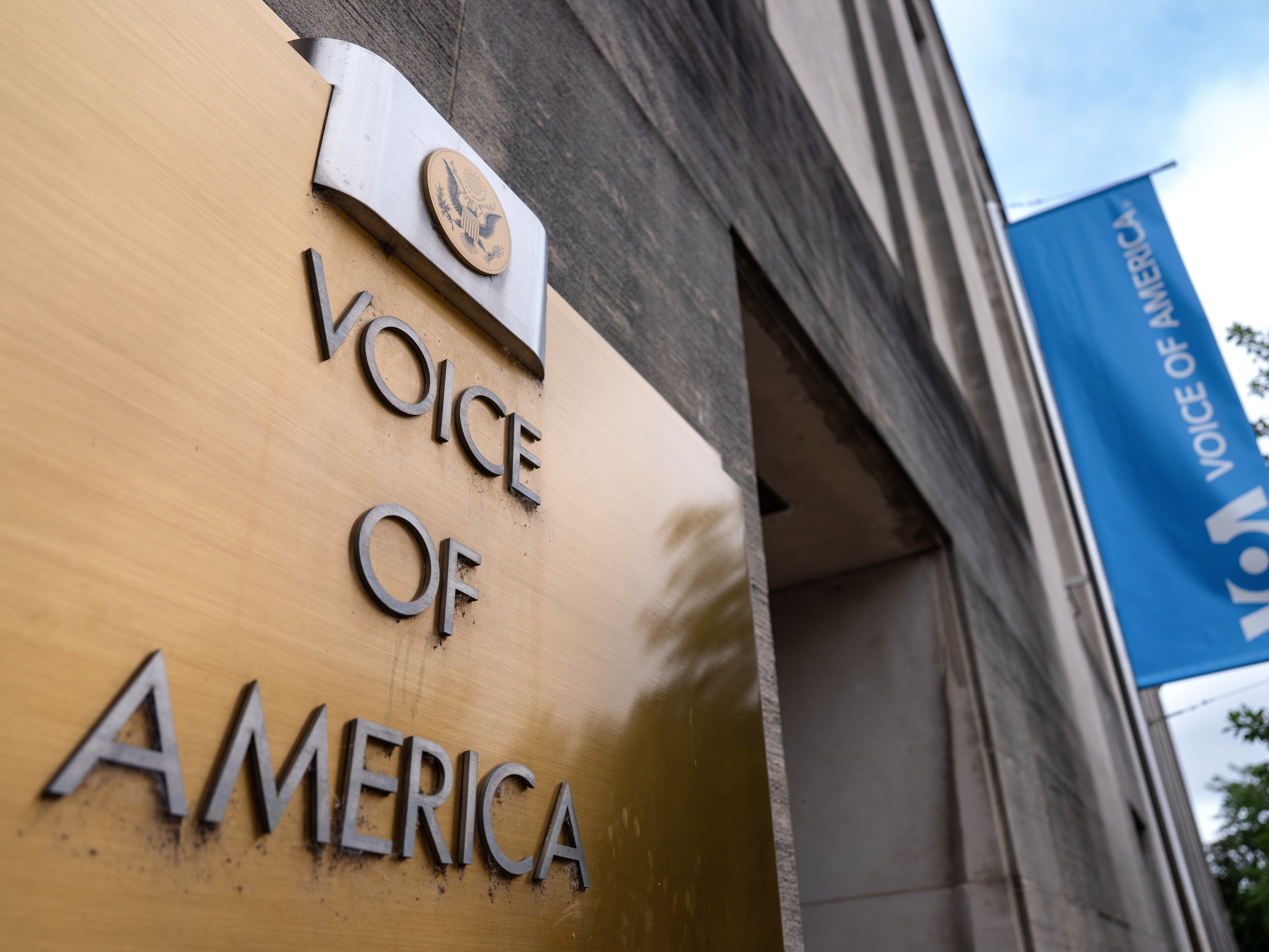 caption: The Voice of America headquarters in Washington, D.C., on Thursday, May 29, 2025.