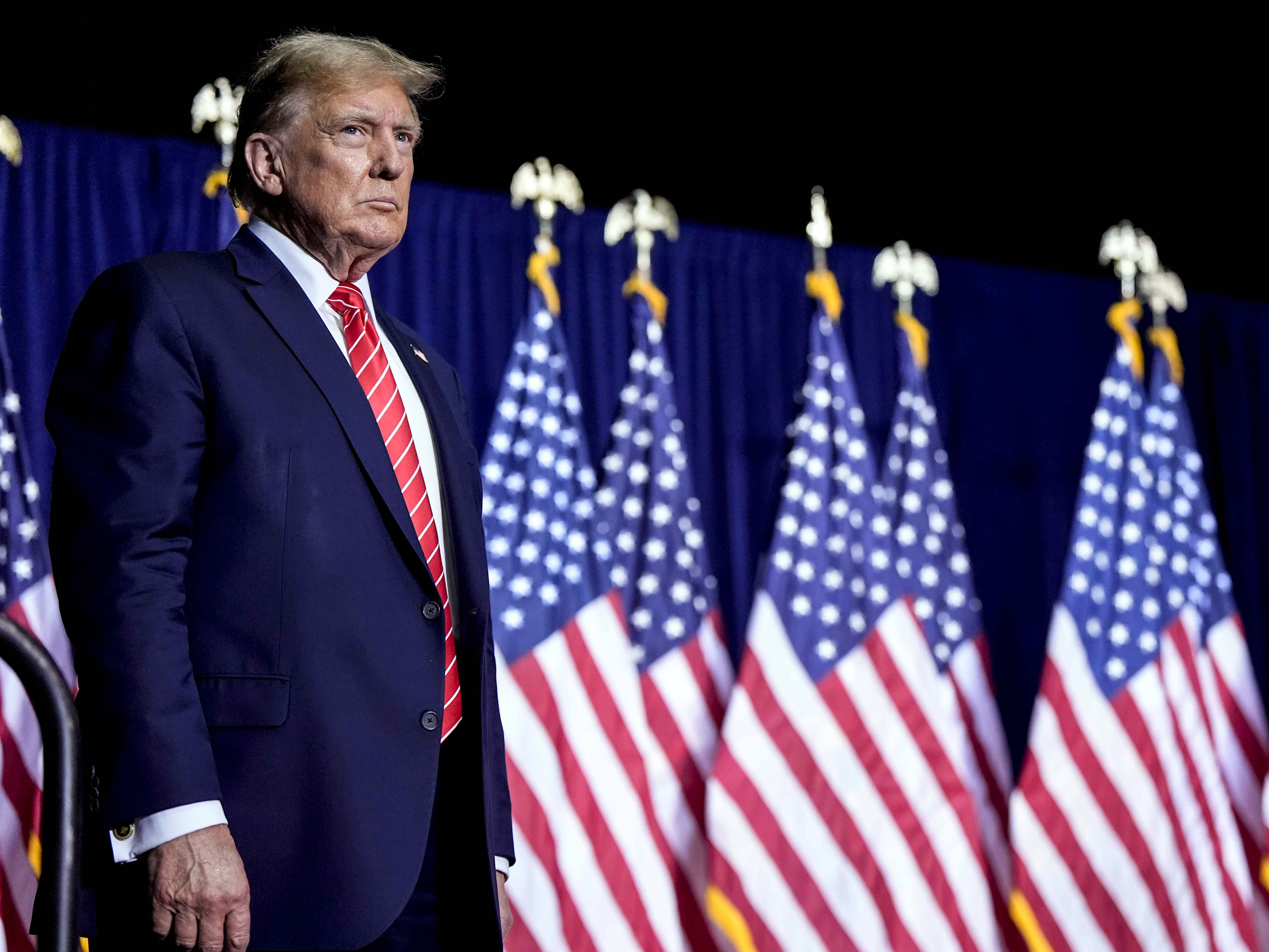caption: Republican presidential candidate former President Donald Trump speaks at a campaign rally March 9 in Rome, Ga., just one day after Republicans met in Houston to elect new leadership for the party. All of the candidates were hand-selected by Trump.
