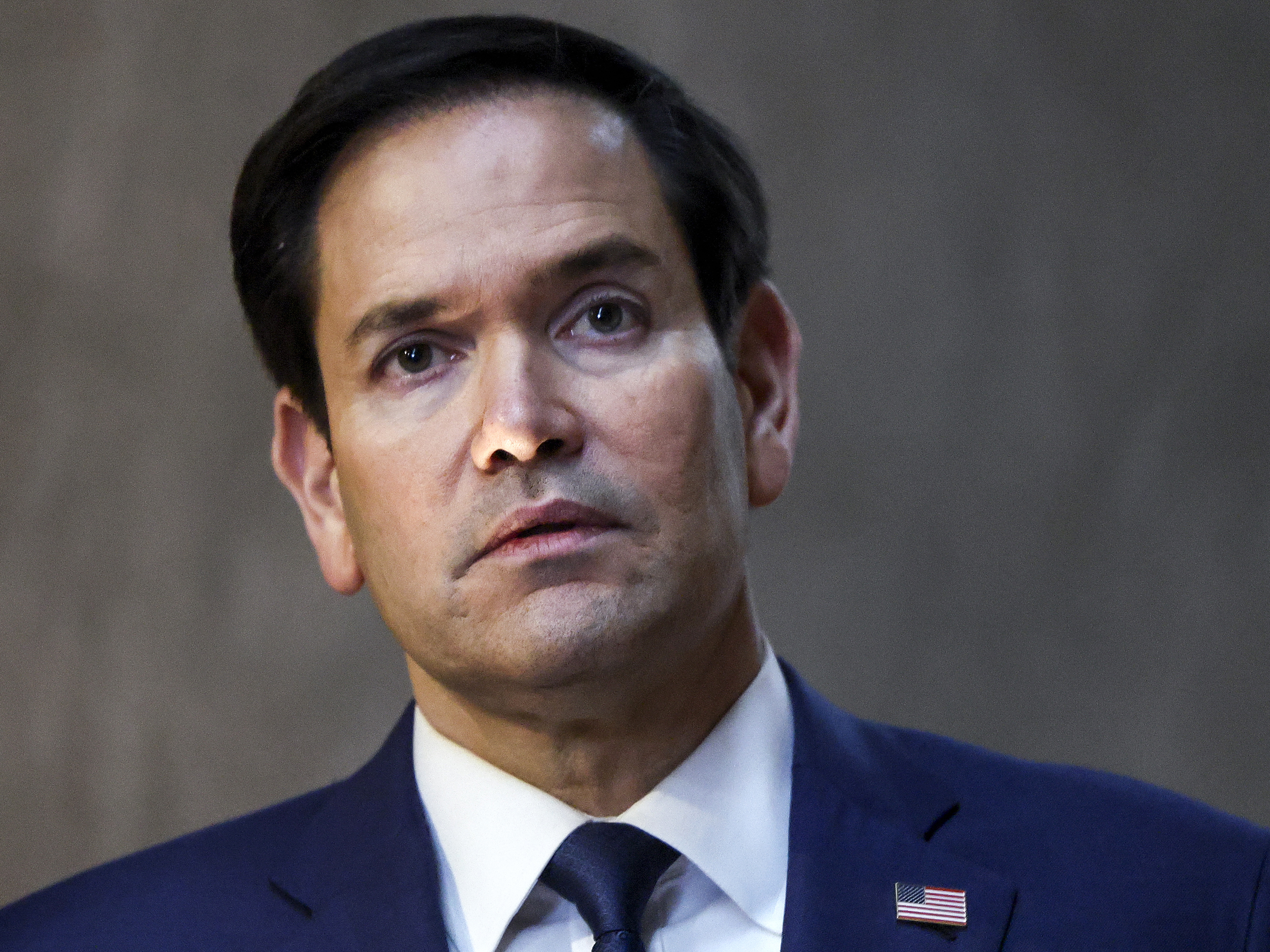 caption: Secretary of State Marco Rubio speaks during his visit to the Yad Vashem Holocaust Memorial museum in Jerusalem on February 16, 2025.