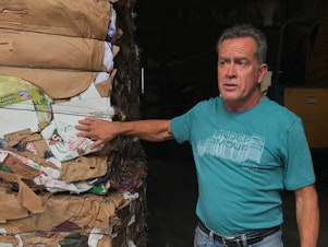 caption: Kevin Carducci is part owner and plant manager of Omni Recycling. He says it costs the business $1 million a year to get rid of the plastics that can't be recycled.